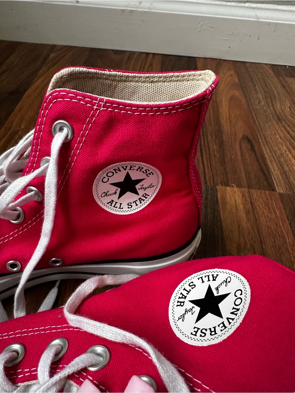 Converse High-Top Sneakers - Hot Pink with White Accents - Picture 2 of 4
